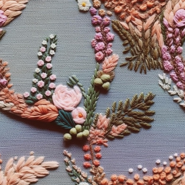 Mână brodând un model delicat